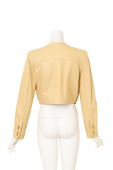 Leather Cropped Jacket by North Beach back of mannequin @ Recess LA