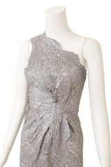 Dsquared2 One-Shoulder Metallic Lace Gown on mannequin close @ Recess LA