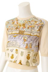 Vintage Hermes "Les Merveilles de la Mer" Silk Knit Top on mannequin close @ Recess LA