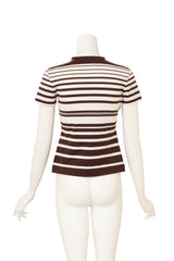 Vintage Fendi Logo Stripe V-Neck Top on mannequin back @ Recess LA