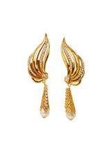 Crystal wing cuff pearl drop filigree earrings by Nadir @ Recess LA