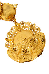 Filigree large mauve cabochon crystal drop earrings by Nadir signature @ Recess LA