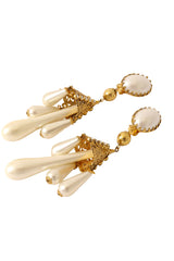 Filigree quad pearl drop chandelier earrings by Nadir details @ Recess LA