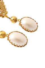 Filigree quad pearl drop chandelier earrings by Nadir pearl clip on @ Recess LA
