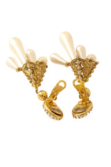 Filigree quad pearl drop chandelier earrings by Nadir backside @ Recess LA