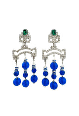 Vintage Moans Rhinestone Glass Bead Drop Earrings front @recess la