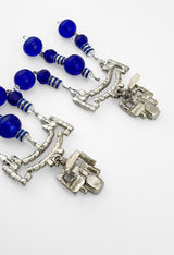 Vintage Moans Rhinestone Glass Bead Drop Earrings back clips open @recess la