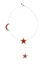 Vintage Jean Paul Gaultier Crystal Star & Moon Drop Necklace front @recess la