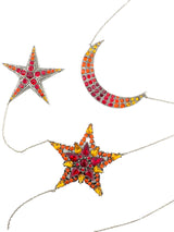 Vintage Jean Paul Gaultier Crystal Star & Moon Drop Necklace detail @recess la