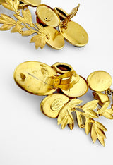 Vintage Zoe Coste Flower Leaf Cabochon Drop Earrings back clips open @recess la