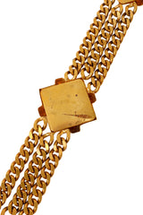 Golden square teal and pearl accent chain belt backside @ Recess LA