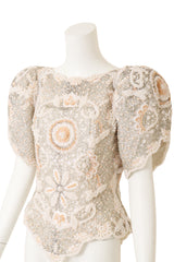 Vintage Arnold Scaasi Beaded Pearl Bridal Top on mannequin close @ Recess LA