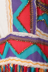 Vintage Bob Mackie Geo Beaded Silk Babydoll Dress missing beads @ Recess LA