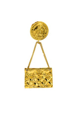 Vintage Chanel Flap Bag Brooch front @recess la