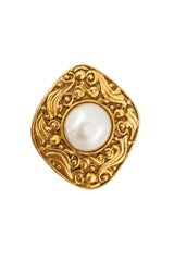 Vintage Chanel Baroque Pearl Brooch front @recess la