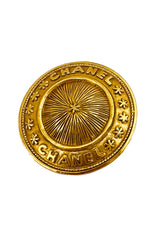 Vintage Chanel Logo Button Brooch detail @recess la