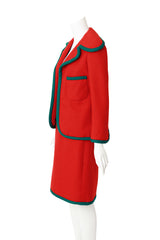 Contrast Trim Wool Skirt Suit by Geoffrey Beene on mannequin side @ Recess LA