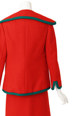 Contrast Trim Wool Skirt Suit by Geoffrey Beene on mannequin back close @ Recess LA