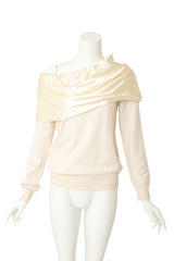 Silk & Cashmere Bardot Top by Dolce & Gabbana on mannequin one shoulder @ Recess LA