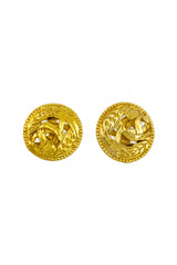 Vintage Dominique Aurientis Wheat Cutout Button Earrings front @recess la