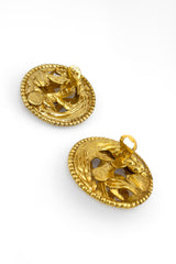 Vintage Dominique Aurientis Wheat Cutout Button Earrings back clips open @recess la