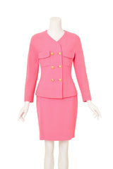 Double Breasted Bouclé Jacket & Skirt Suit