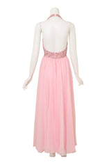 Beaded Halter Chiffon Gown by Helen Rose @ Recess LA back of gown