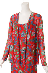 Hawaiian Print Dress and Jacket Set by Pauline Trigere @ Recess LA closeup