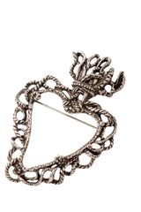 silver heart brooch by Christian Lacroix close @ Recess LA