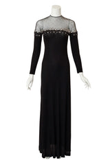 Embellished Sheer Yoke Jersey Gown
