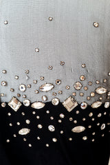 Embellished Sheer Yoke Jersey Gown