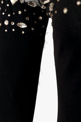 Embellished Sheer Yoke Jersey Gown