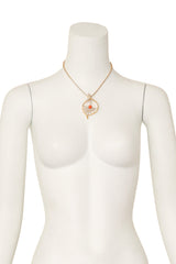 Coral Cabochon Shellburst Drop Necklace