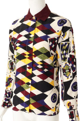 Playing Card Print Silk Shirt
