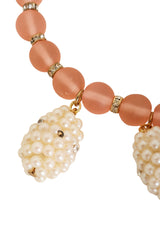 Vintage deLillo Pearl Cluster Drop Beaded Necklace missing rhinestone 1 @ Recess LA