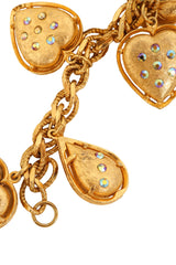 Vintage Aurora Heart Charm Bracelet closeup tarnishing @ Recess LA