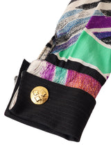 Abstract sketch print silk shirt by Gianni Versace cuff close @ Recess LA