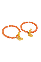 vintage deLillo Coral Beaded Hoop Earrings backs open @ Recess LA