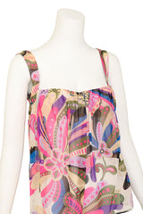 abstract print silk tank by Gianni Versace on mannequin close @ Recess LA