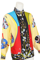 Lucha Libre Mask Print Silk Shirt by Gianni Versace on mannequin close @ Recess LA
