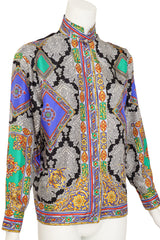 baroque checker print silk shirt by Gianni Versace on mannequin close @ Recess LA