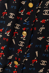 Vintage Chanel Puff Sleeve Blouse print and buttons close @ Recess LA