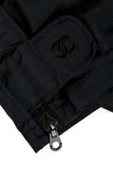 Vintage Chanel Quilted Silk Utility Skirt zipper close @ Recess LA