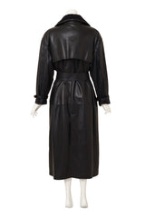 Vintage Gianni Versace Shearling Collar Leather Trench on mannequin back @ Recess LA