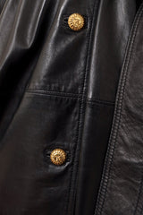 Vintage Gianni Versace Shearling Collar Leather Trench buttons close @ Recess LA
