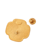 Lattice medallion and large leaf brooch pin set signature @ Recess LA