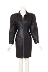 Vintage North Beach Textured Leather Moto Dress on mannequin @ Recess LA