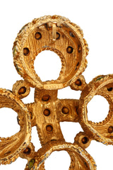 Unsigned Vintage Crystal Rope Maltese Cross closeup back of Brooch @ Recess LA