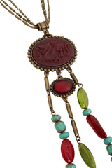Vintage Babylone Paris Dragon Mirror Pendant Drop Necklace closeup of pendant @ Recess LA