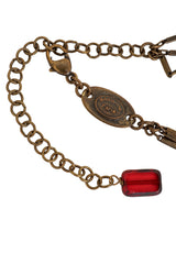 Vintage Babylone Paris Dragon Mirror Pendant Drop Necklace signature on cartouche @ Recess LA